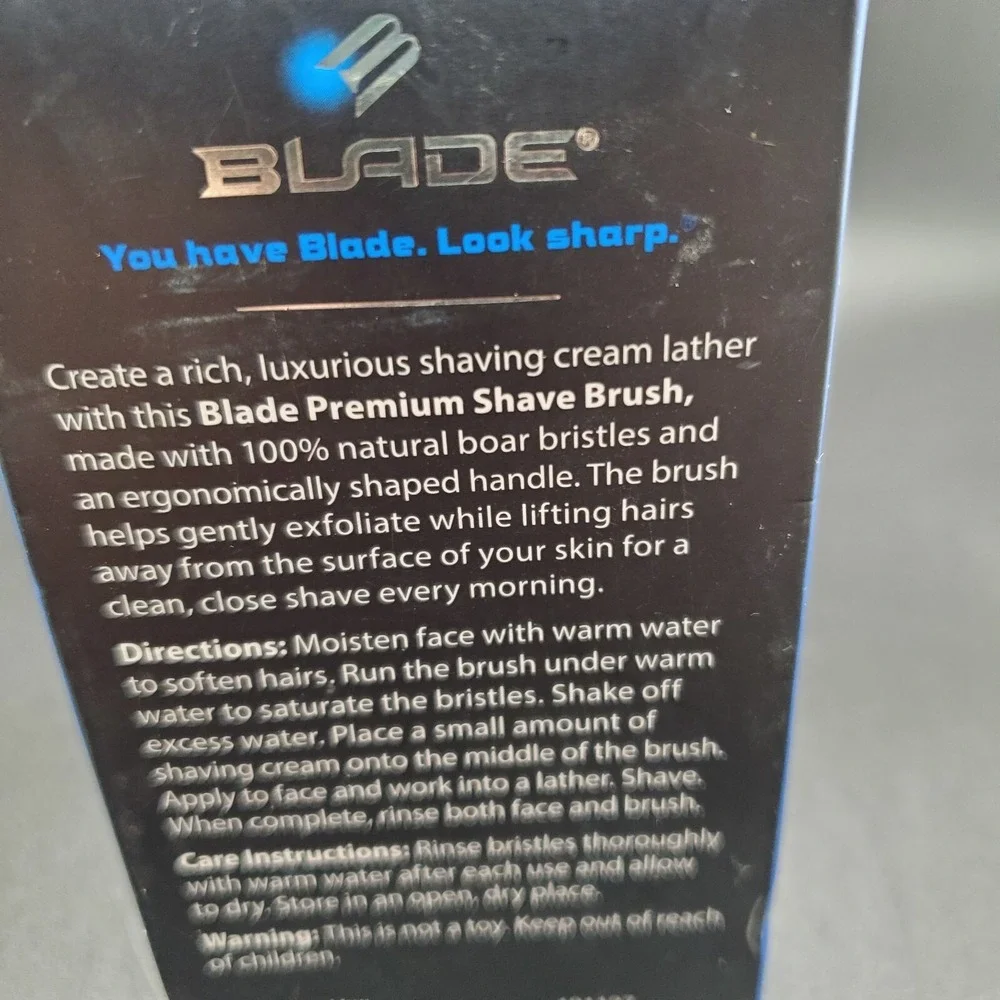 Blade for Men Premium Shave Brush 100% Natural Boar Hair Bristles NIB